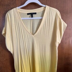 WHBM yellow fade tee shirt, size L, loose fit short capped sleeve